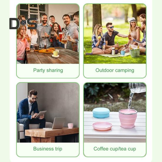 Silicone Folding Water Cup with Lanyard 180ML Reusable Portable Drinking Mug Wide-Mouth Lightweight Collapsible Drinking Vessel for Travel Outdoor