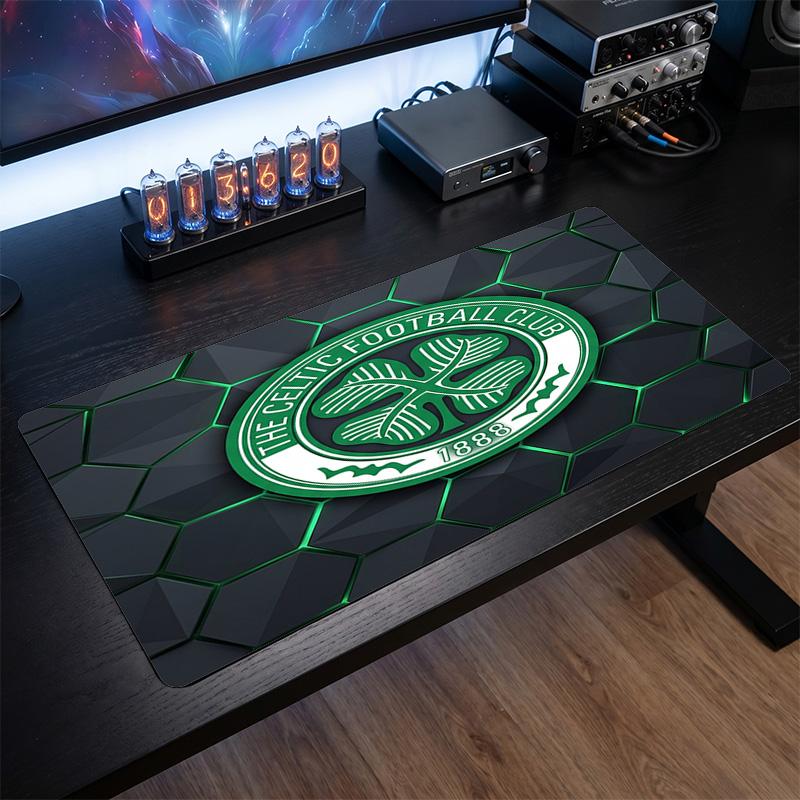 Celtic FC Theme Pattern Mouse Pad, Soccer Logo Design XXL Gaming Desk Mat Non-Slip Computer Mouse Pad