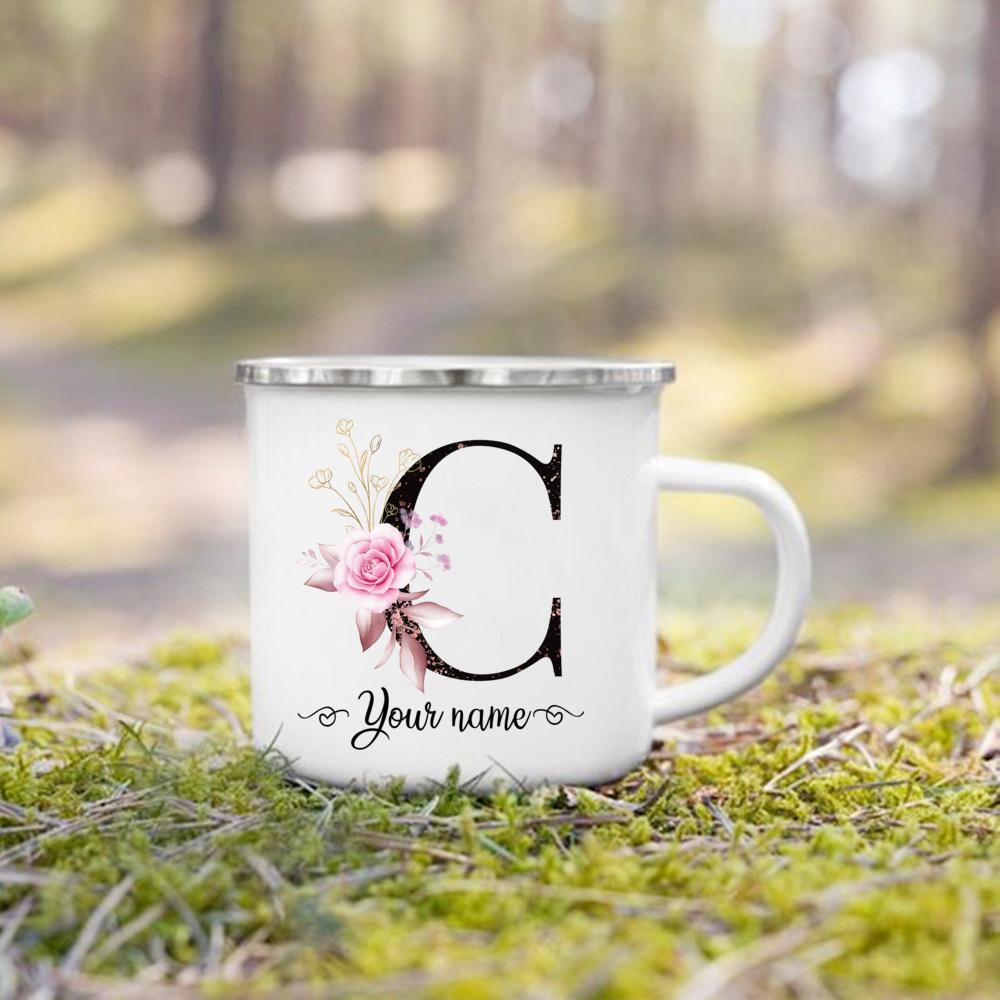 Personalized Mug Initial with Name Cup Custom Tea Coffee Hot Chocolate Mugs Wedding Bride Bridesmaid Mothers Day Gifts for Her