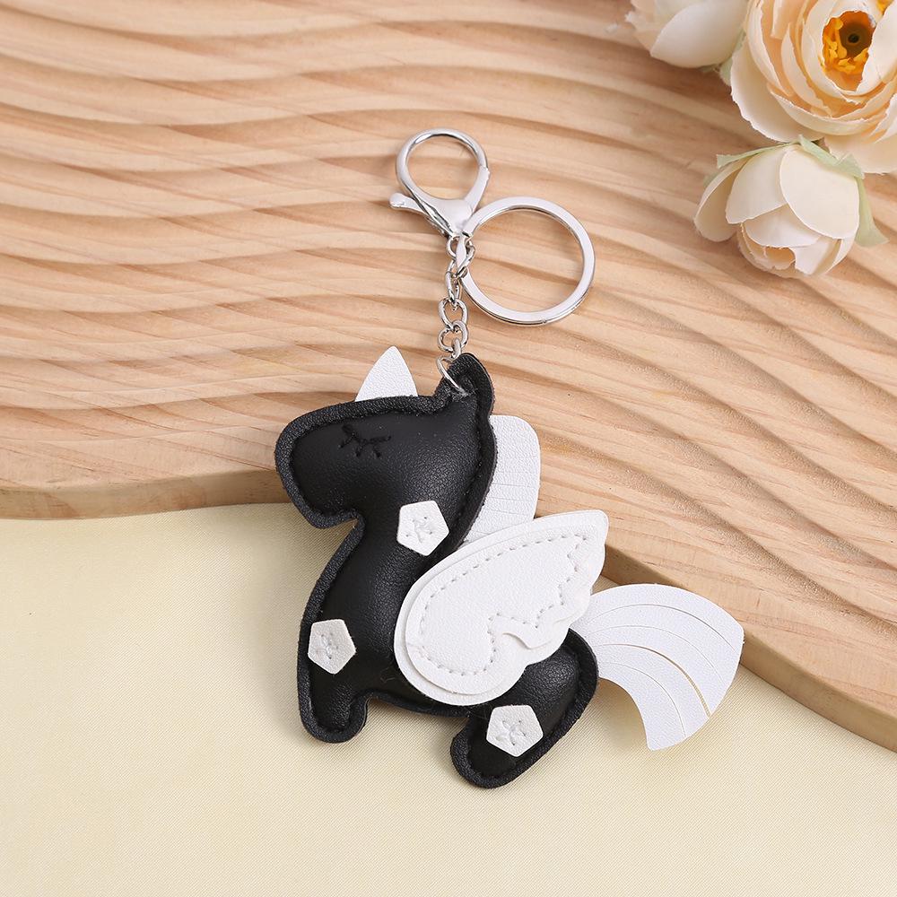 In-Stock Unicorn PU Leather Keychain: Stylish Pegasus Bag Charm