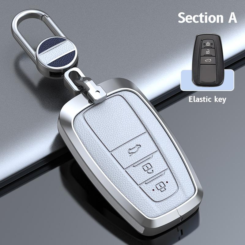 Zinc Alloy Cowhide Car Remote Key Case Fob for Toyota Prius Camry Corolla CHR C-HR RAV4 Land Cruiser Prado Keychain Accessories
