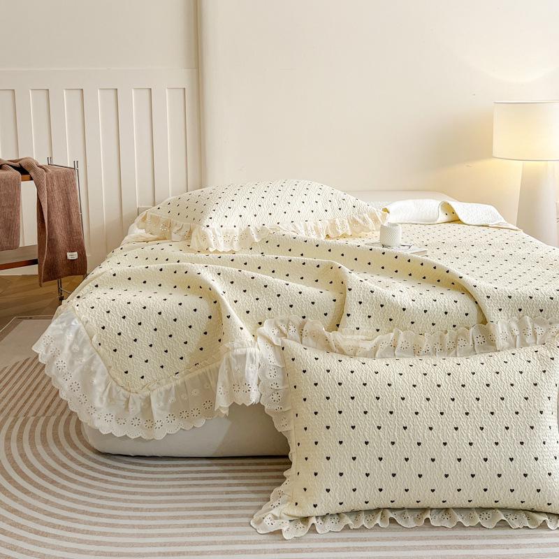 Korean Style Thickened All-Cotton Lace Bedspread Set (1.8m)