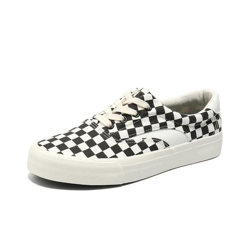 Spring New Breathable Plaid Men's Canvas Shoes Men's Versatile Couple Cloth Shoes Men's Casual Board Shoes Men's Fashion