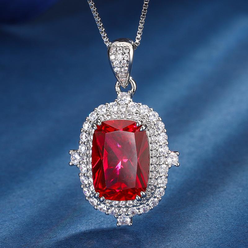 Jewelry Copper Bottom Gold-Plated Simulation Red Corundum Retro Set Female Main Stone 10 * 14