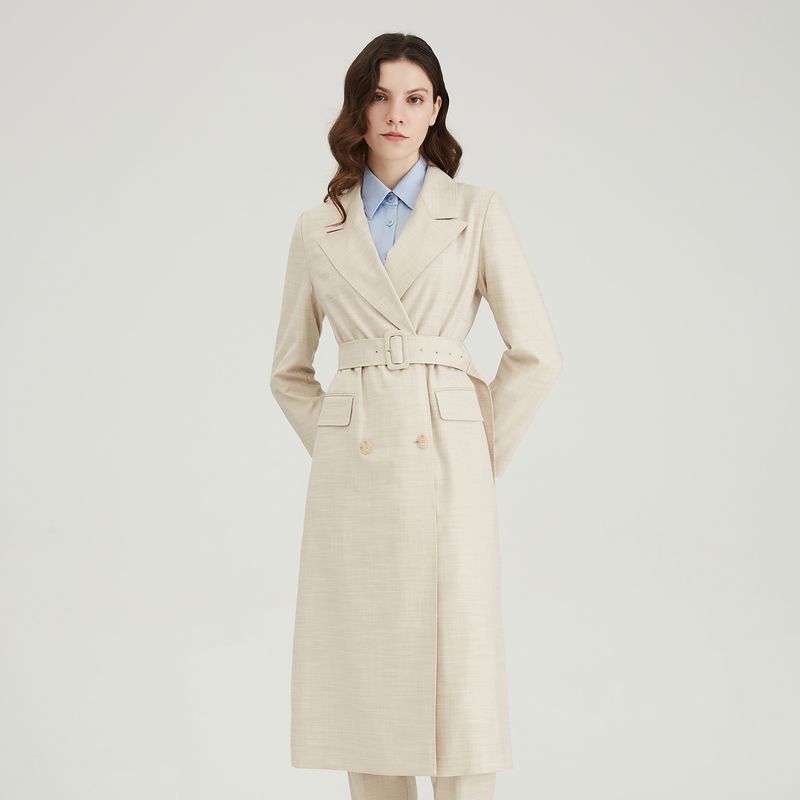 

Obeg Waist-Tight Elegant Mid-Length Suit Collar Professional Trench Coat