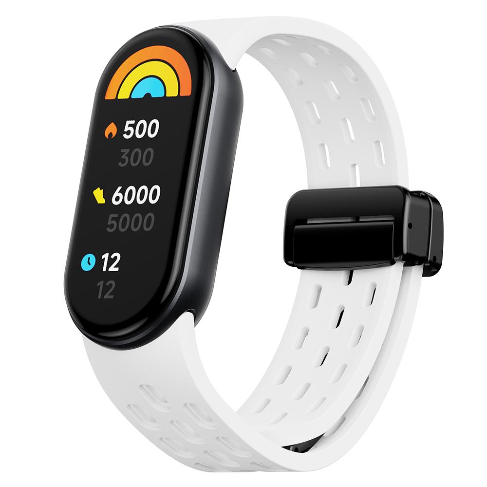 

Silicone Watch Band for Xiaomi Smart Band 9 NFC/Band 9/Band 8 Hollow Breathable Magnetic Buckle Strap Starlight