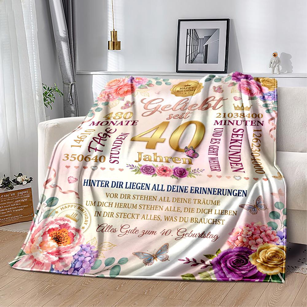 40th Birthday Celebration Flannel Blanket-Soft and Suitable for Sofas,Beds,Offices,Travel,All Seasons,Great Gift for Holidays and Birthdays.