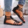 Sandalias Planas de Verano para Mujer con Múltiples Tiras, Modernas Versátiles Estilo Europeo, Disponibles en Tallas Grandes.