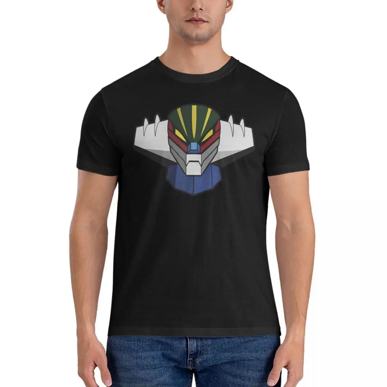 

Funny Picture T-Shirt Men Round Collar 100% Cotton T Shirts Jeeg Robot Short Sleeve Tee Shirt 6XL Tops S чёрный