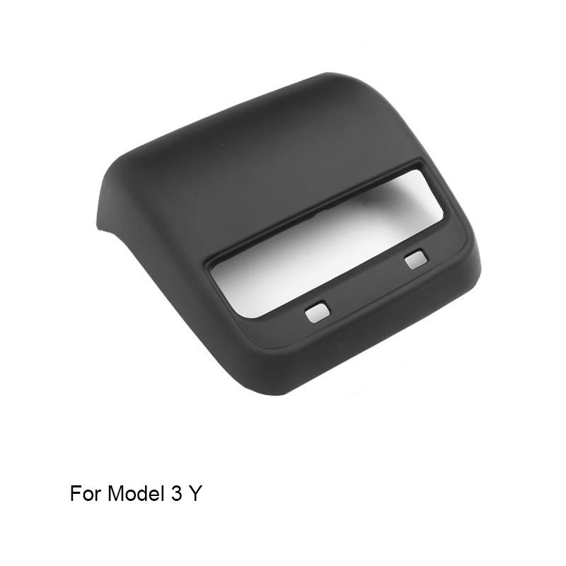 For Tesla Model 3 Y ABS Armrest Box Cover Rear Air Outlet Protective Cover Black Carbon Fiber Electric Vehicle Sticker Decoratio