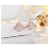 Full Diamond Small Skirt Fan Design Silver Needle Earrings For Women