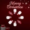 Festive French Styles False Nail With Sparkling Snowflakes 24Pc ABS Fake Nail Easy Application for Festive Party