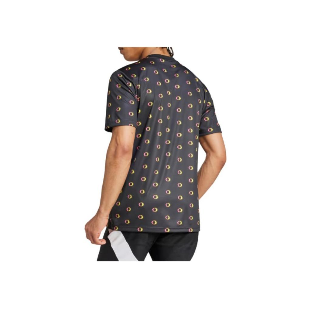 Adidas Juventus Pre-Match Round Neck Polka Dot Printed Brand Logo Embroidery Casual Sports Short Sleeve Football Shirt Men Tops Black IS5789