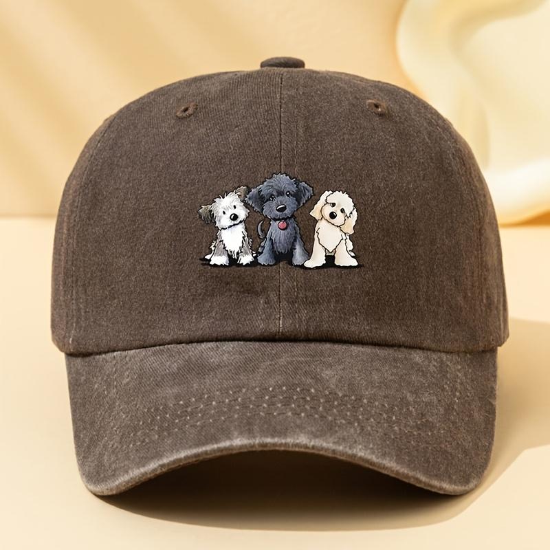 Unisex Printed Cartoon Puppy Baseball Cap Washed Vintage Outdoor Lightweight Curved Brim Hat Trucker Baseball Cap Suitable Fo