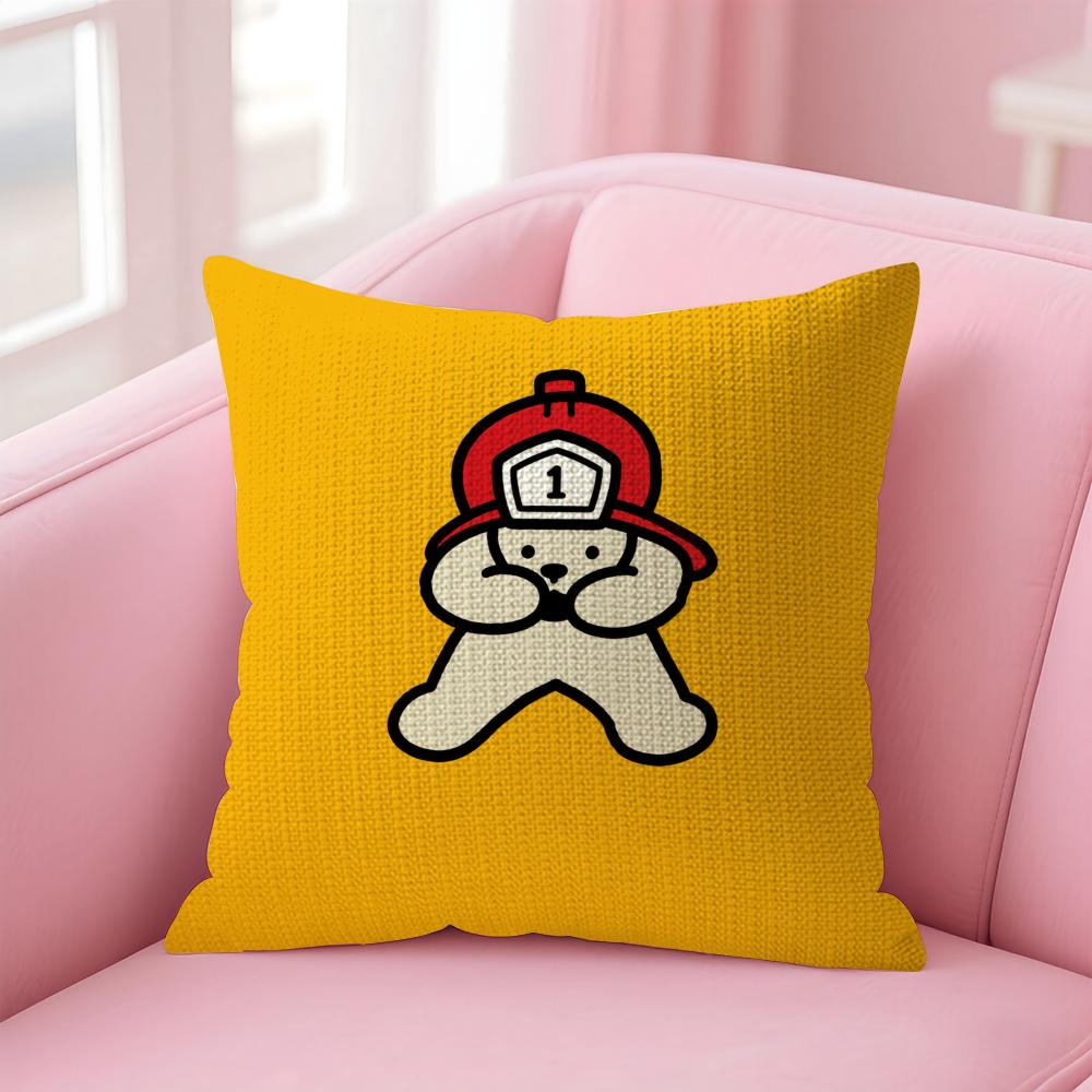 Cartoon Cute Creativity Cushion Cover Natural Linen Organic Fabric DoubleSided Printing Sofa Home Decor Gift Pillow Case