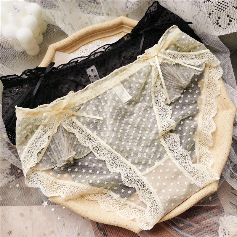 Sweet Ruffles Mesh Low-Rise Panties - Cute & Sexy with Curled Eyelash Design