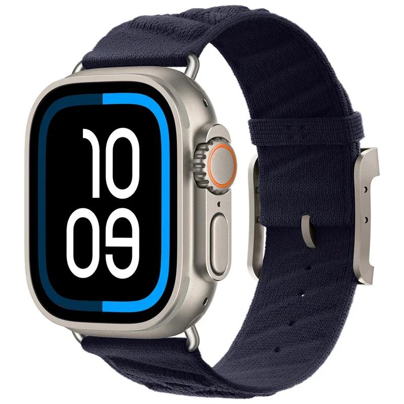 Bleu Nuit Nylon Strap For Apple Watch Ultra 2 1 49mm 10 46mm 42mm 9 8 7 45mm 41mm Bracelet iWatch Series 6 5 4 SE 44mm 40mm Band