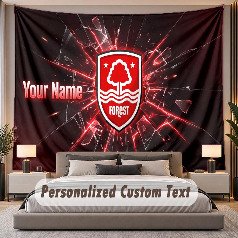 Custom Name Text Tapestry Nottingham Forest Personalized Polyester Wall Tapestry For Bedroom And Room