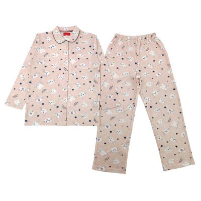 Takihyo Angie La Angie Pajama Long Sleeve Knit Soccer Open Pink Coquette/Beautiful Set, Pajamas, Women's, Front, All-Over Print,