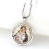 Jungfrau Maria mit dem Jesuskind Glasanhänger Halskette für Damen Herren Edelstahl Goldfarbe Katholische Mutter Maria Kette Schmuck