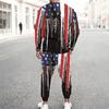 Men Sunflower American Flag Tie Dye Print Long Sleeve Sweatshirt And Drawstring Jogger Pants Two Piece Suit