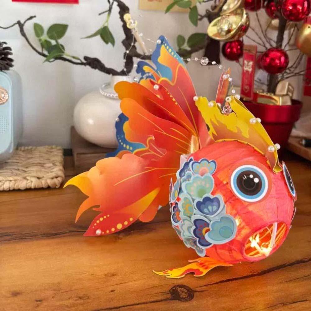 Chinese Style Children's Goldfish Lantern Handheld Koi Fish Handmade Lantern  Kids