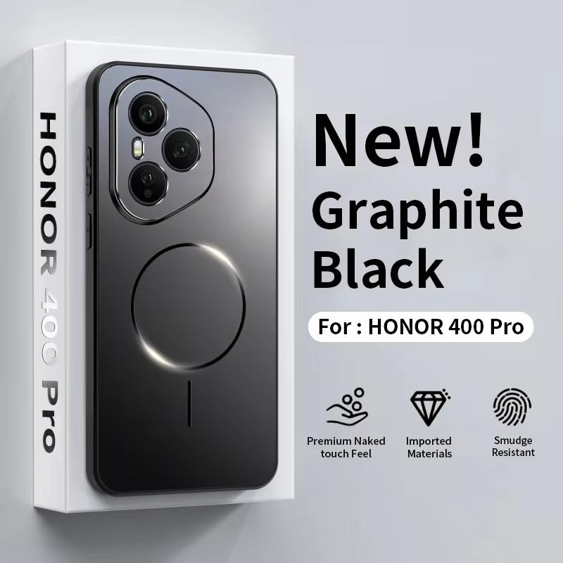 Ultrathin Metallic Paint For Magsafe Magnetic Phone Case For Honor 400 Pro Anti Fall Airbag Bumper Wireless Charge Cover