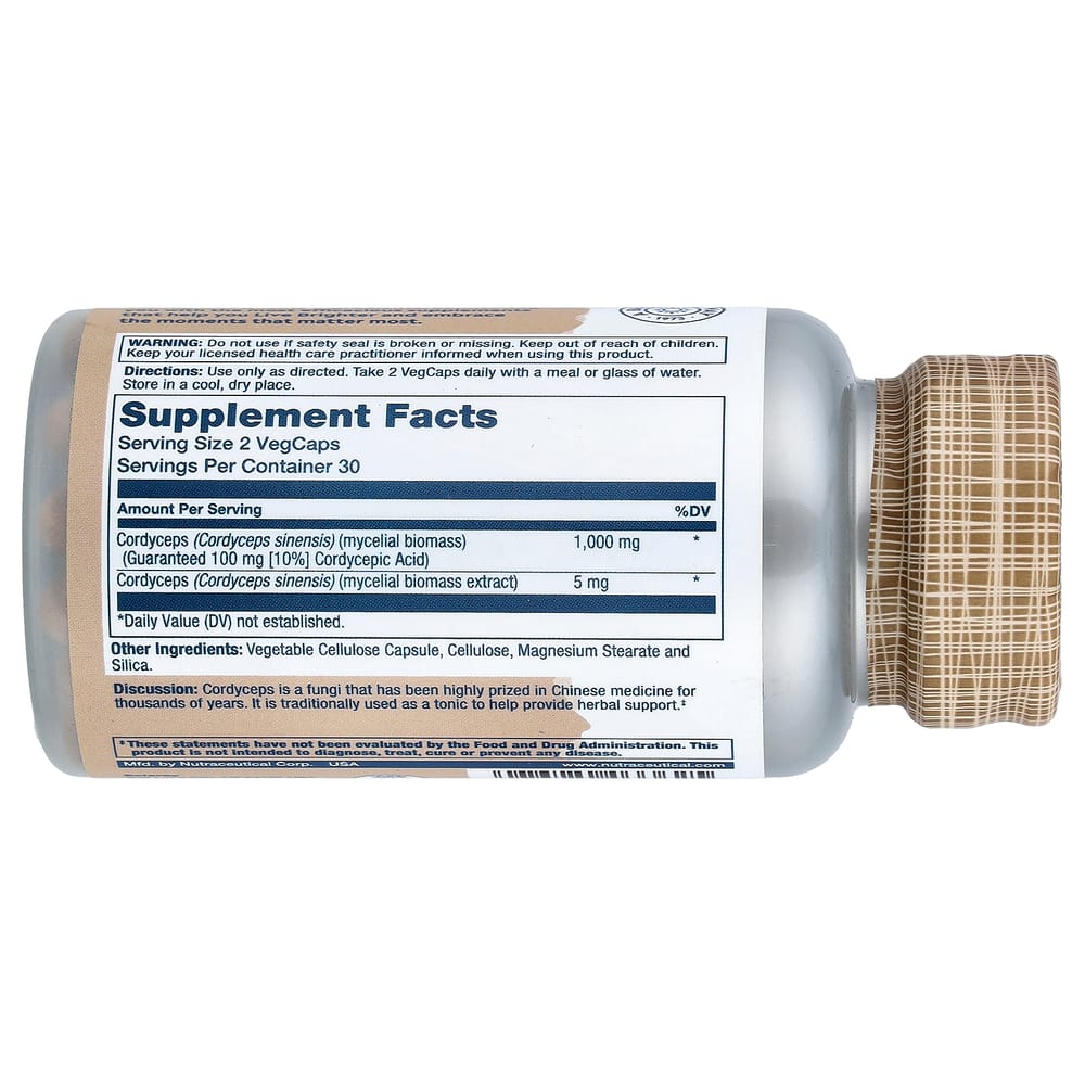 Solaray Mushroom Cordyceps 1000mg Veggie Capsules, 60 Counts (500mg per Capsule)