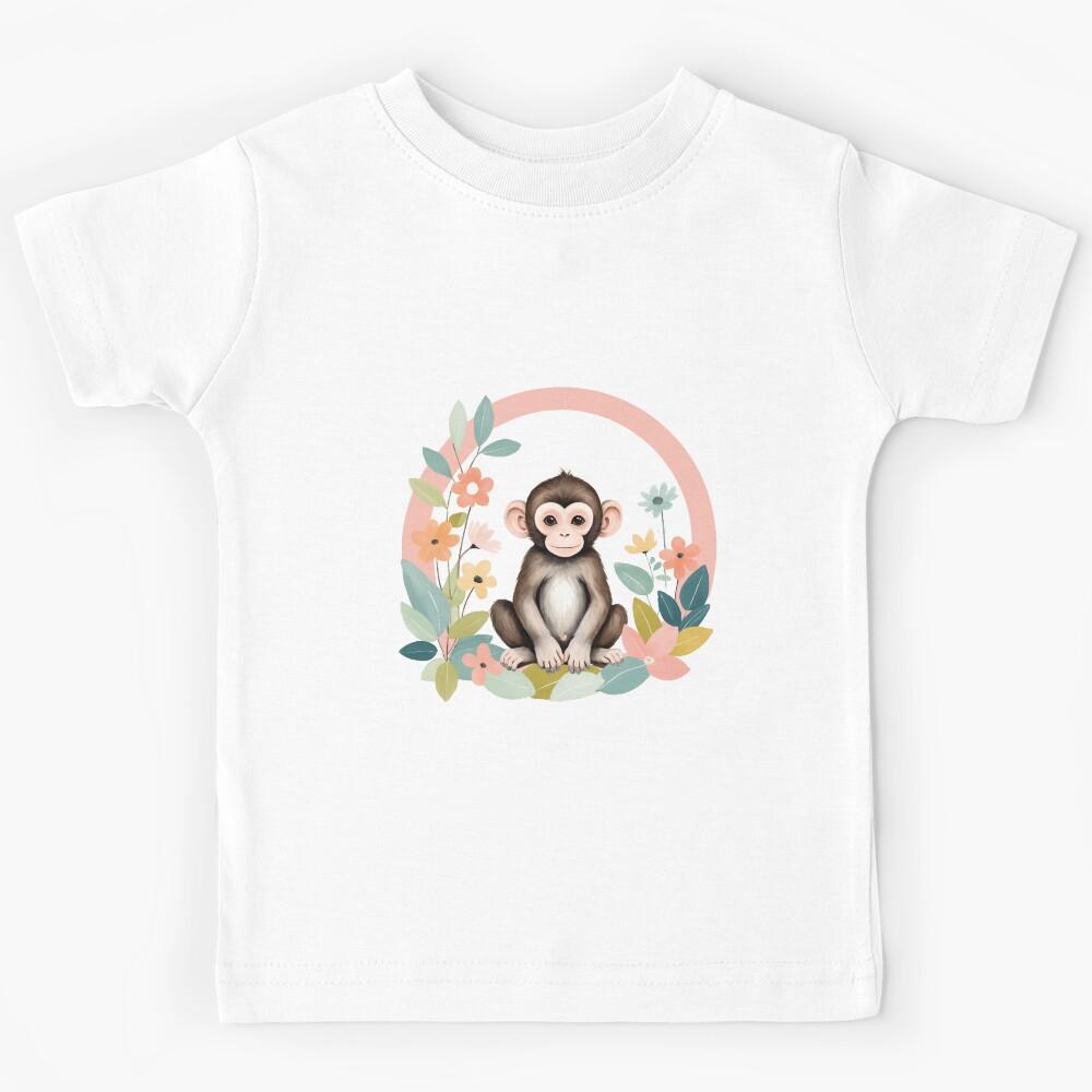 Little Monkey with flowers Kids T-Shirt 120