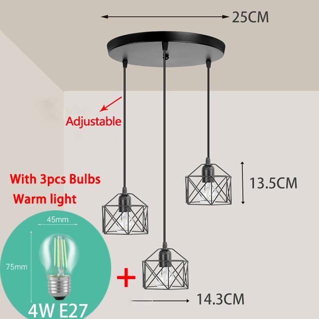 Industrial Pendant Lights Led Hanging Lamps for Ceiling Chandeliers Metal Cage Kitchen Island Adjustable Ceiling Pendant Lamp