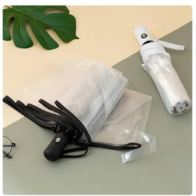 8-bone Transparent Umbrella with Automatic Folding Thick and Sturdy Clear Umbrella Light Travel Umbrella Elegant Rain Gear