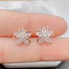 1pair Fashionable Floral Design Square Cubic Zirconia Stud Earrings for Women