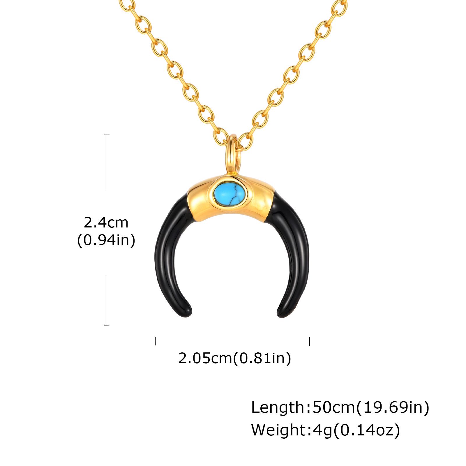 Нержавеющая сталь Бирюзовый Полумесяц Кулон Ожерелье Унисекс PN-2230