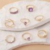 Gold Ring, Fashionable Love Cross-Point Diamond 8-Piece Set, Ring And Jewelry.