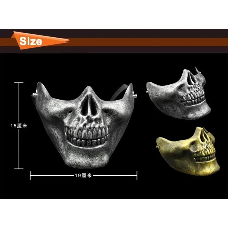 Totenkopfmaske Horror Halbgesichts-Skelettmaske für Halloween Karnevalsparty Jagdspiel CS Cosplay Requisiten Totenkopf-förmiger Gesichtsschutz