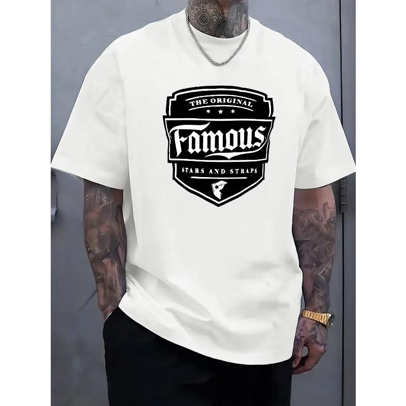 

European sizes Summer Men S Casual T-Shirt with Ribbed Round Neck And Short Sleeves, Made from Knitted Fabric, Featuring Popular Patterns 4XL білий