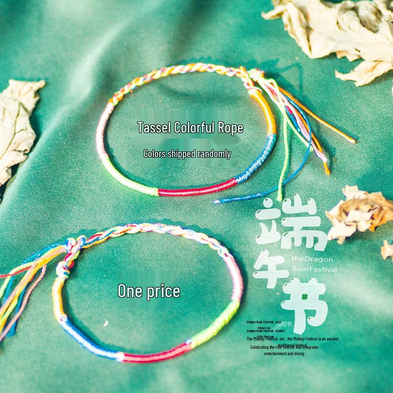 Dragon Boat Festival Five-Color Bracelet with Tassels - Handmade Woven Gift