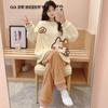 Women's Winter Coral Fleece Pajamas, Long-Sleeved Flannel Set with Velvet, Suitable for Spring and Autumn, Can Be Worn Outdoors