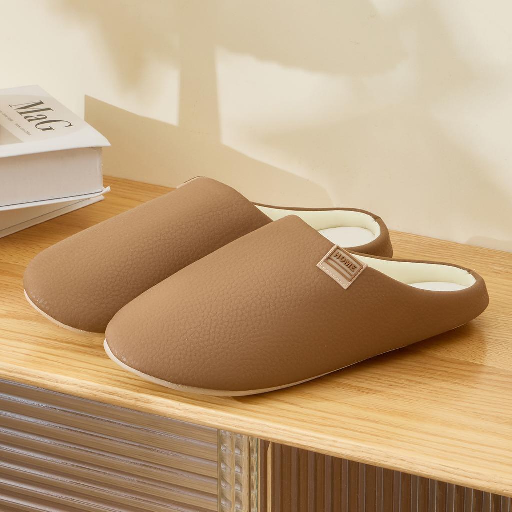 Women Home Slippers PU Warm Slides Comfortable Non-slip Slippers Indoor Outdoor Men Casual Slippers