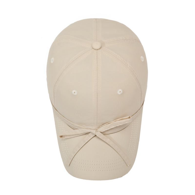 Summer Solid Color Quick-Drying Strap Solid Color Bow Baseball Cap Women's Outdoor Camping Sunshade Cap