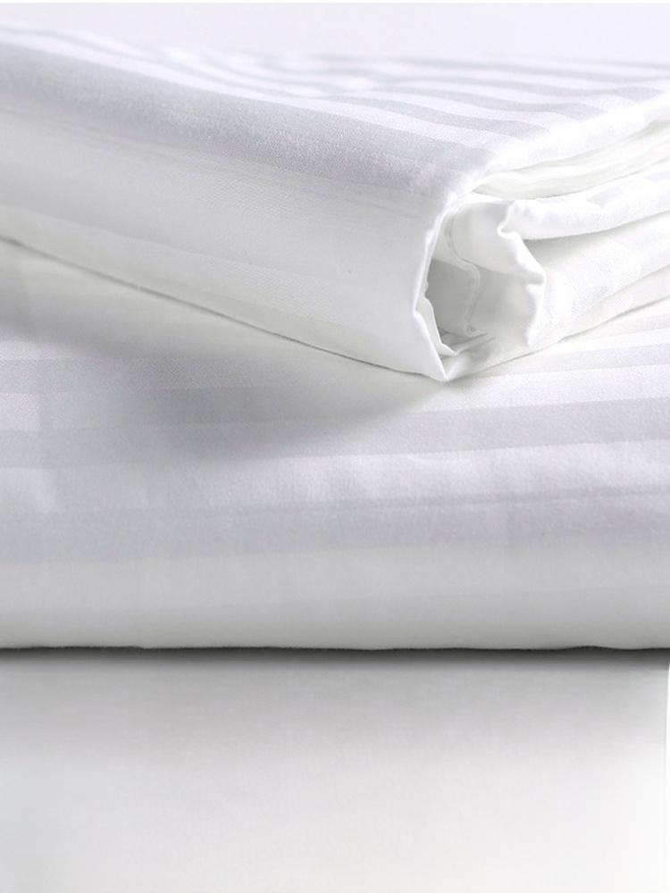 Hotelbettwäsche Weiß Gewaschene Baumwolle Satinstreifen Kissenbezüge Kosmetikstudio Massagesalon Wohnheim Bettlaken Qualitätssicherung