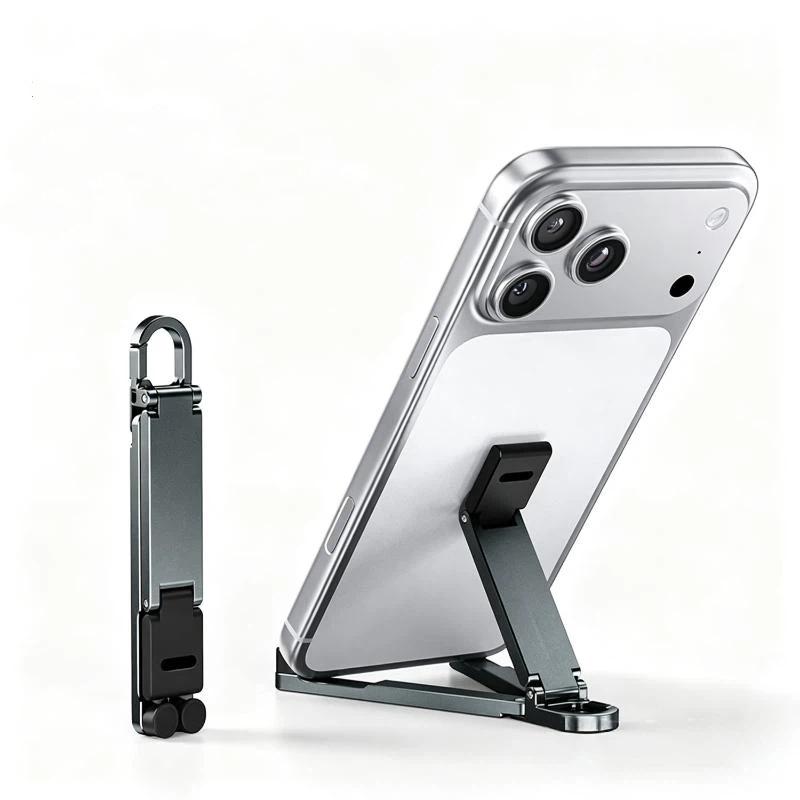 Mini Foldable Keychain Phone Stand Multi-Angle Adjustable Lightweight Hands-Free Cell Phone Holder For Travel Desk