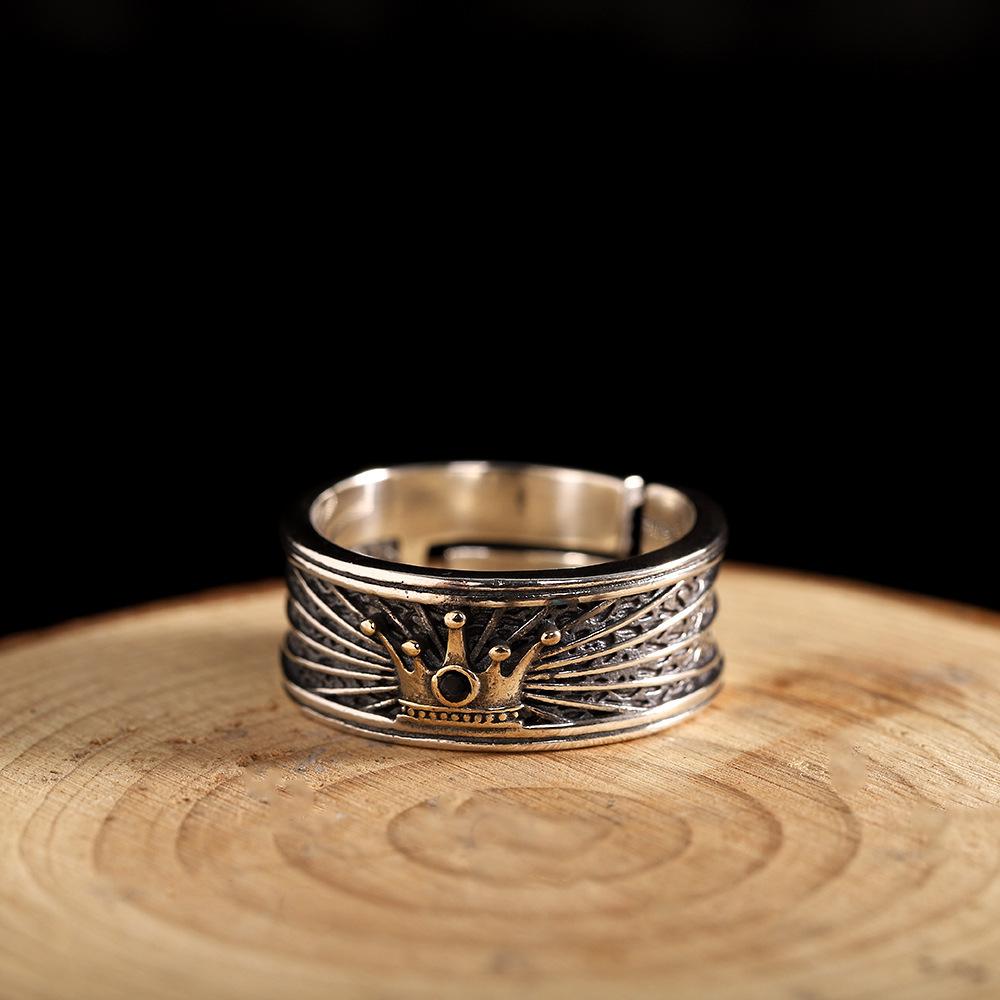 Retro Men's Ring Punk Open Adjustable Hip-hop Ring Index Finger Ring Wide Face Women's Trendy