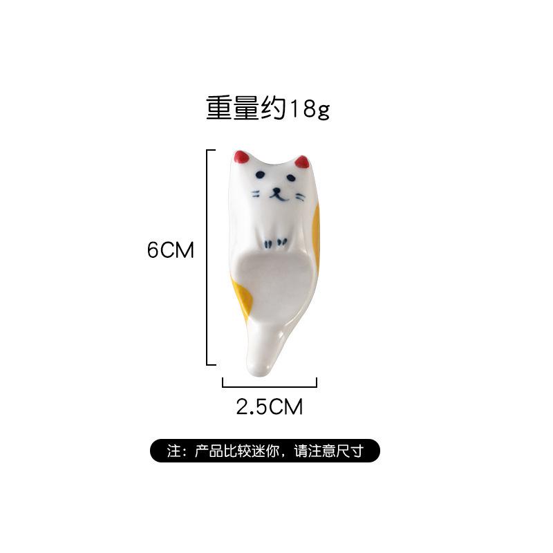Hand-Painted Ceramic Chopstick Holder Pen Holder Cartoon Cat Japanese Ceramic Small Ornament Chopstick Holder Chopstick Holder Pillow