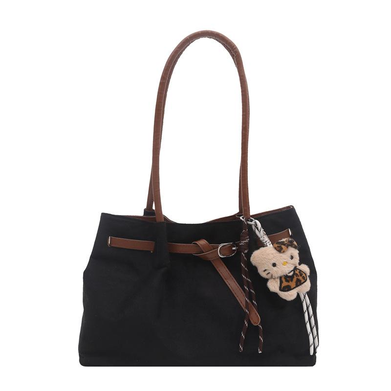 

Niche retro women s bags large-capacity handbags women s commuter bags winter suede tote bags simple shoulder bags No pendant model чорний