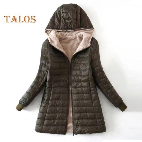 Dámské Zimní kabát S kapucí Silný plyš vycpaný Slim Fit větruodolný na zip Dlouhé rukávy Elastická manžeta Venkovní bunda Denní nošení Tepelné oblečení