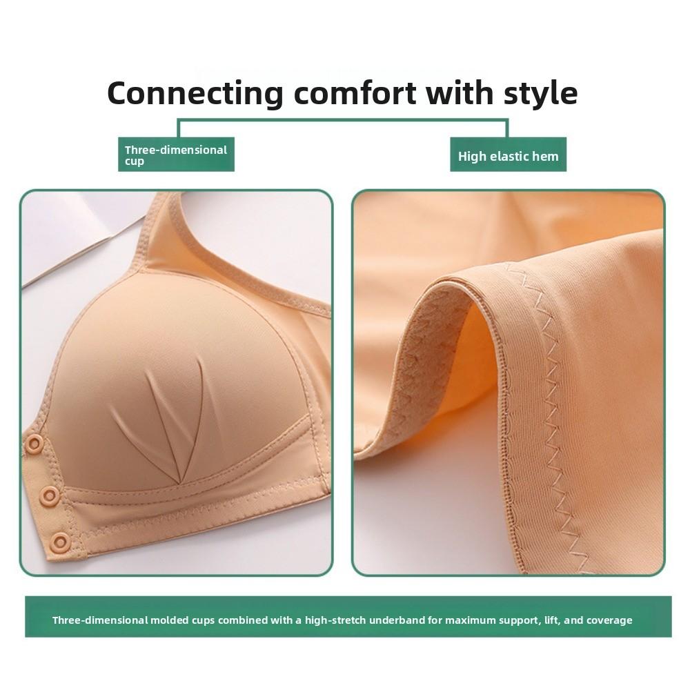 Front-fastening, wire-free, push-up bra for larger busts – makes the bust appear smaller, with side-tucking to prevent sagging