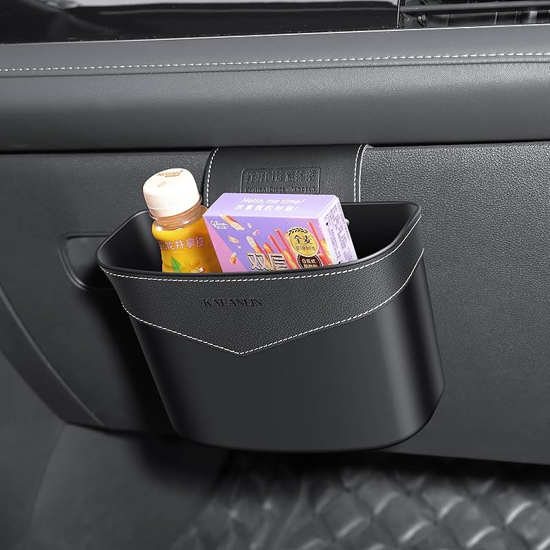 Car Trash Can Mini Trash Bin Garbage Organizer With Plastic Trash Bag Automotive Small Garbage Bin For Home Office Auto Vehicle Car Door Front Back