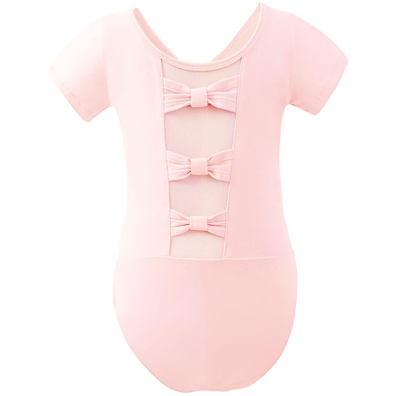 

Girls Ballet Leotards Bowknot Dance Leotard Cotton Short Sleeves Mesh Splice Gymnastic Dance Bodysuit Kids Dancewear Costumes 105 розовый