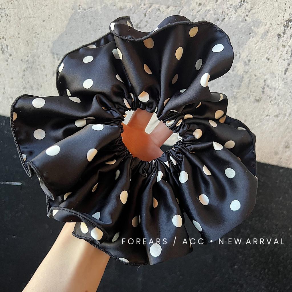 Elegant Large Polka Dot Scrunchies, Classic Fabric Elastic Hair Ties, Temperament Versatile Floral Hair Accessories For Women New Arrival